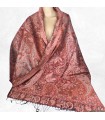 Pashmina en soie authentique rouge bordeaux – Étole éco‑responsable