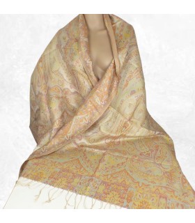 Pashmina en soie authentique jaune rouille – Tissu certifié non toxique