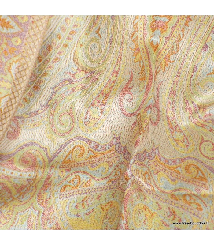 Pashmina en soie authentique jaune rouille – Tissu certifié non toxique