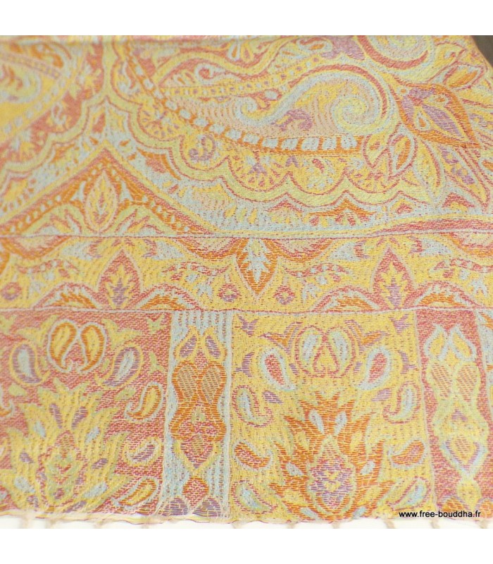 Pashmina en soie authentique jaune rouille – Tissu certifié non toxique