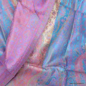 Pashmina en soie véritable multicolore mauve or - Etoles en soie naturelle