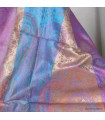 Pashmina en soie véritable mauve & or – Étole éco‑responsable
