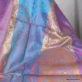 Pashmina en soie véritable multicolore mauve or - Etoles en soie naturelle