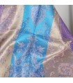 Pashmina en soie véritable bleu violet & or – Tissu certifié non toxique