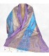 Pashmina en soie véritable bleu violet & or – Tissu certifié non toxique