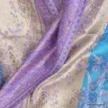 Pashmina en soie véritable bleu violet or - Etoles en soie naturelle