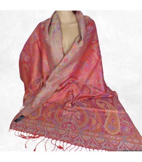 Pashmina en soie authentique rouge framboise – Étole éco-responsable