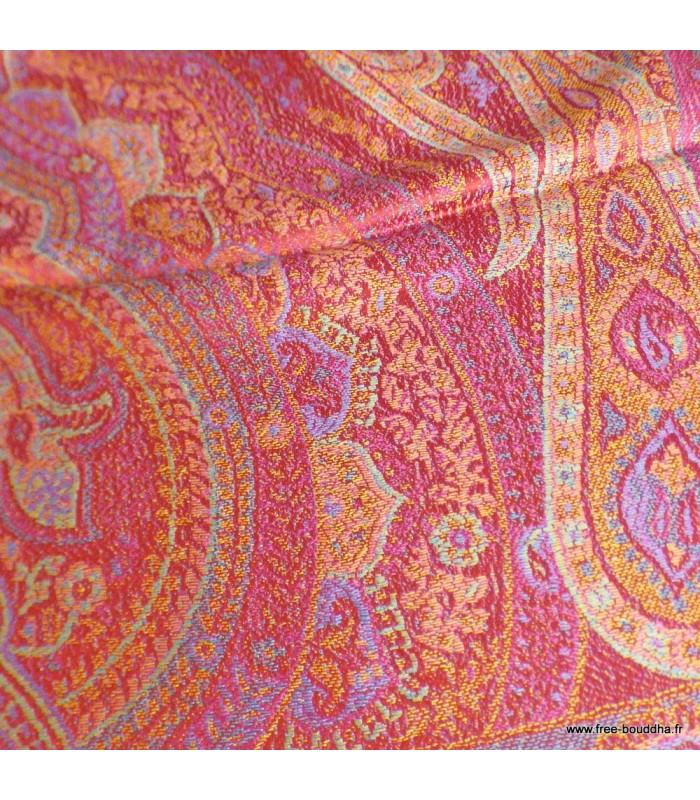 Pashmina en soie authentique rouge framboise – Étole éco-responsable