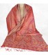Pashmina en soie véritable rouge vermillon & bleu – Étole non toxique