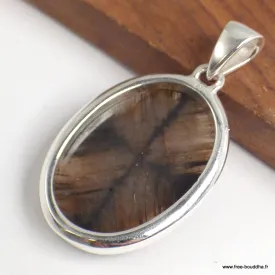 Pendentif argent Chiastolite Andalousite oval - Bijoux en Chiastolite