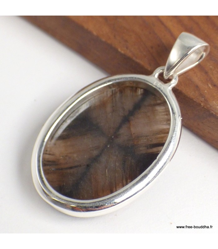 Pendentif Chiastolite ovale, argent 925 authentique Espagne