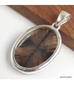 Pendentif Chiastolite ovale, argent 925 authentique Espagne