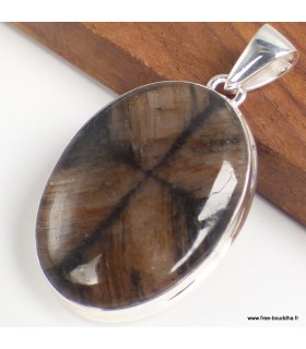 Pendentif Chiastolite ovale, argent 925 authentique Espagne