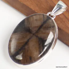 Pendentif argent Chiastolite Andalousite oval - Bijoux en Chiastolite