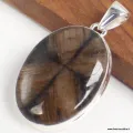 Pendentif argent Chiastolite Andalousite oval - Bijoux en Chiastolite