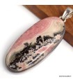 Rhodochrosite sur Pyrite véritable – Pendentif allongé argent 925