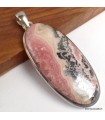 Rhodochrosite sur Pyrite véritable – Pendentif allongé argent 925