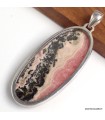 Rhodochrosite sur Pyrite véritable – Pendentif allongé argent 925