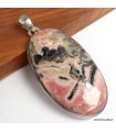 Pendentif ovale Rhodochrosite sur Pyrite – Pierre rare en argent 925