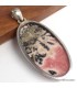 Pendentif ovale Rhodochrosite sur Pyrite – Pierre rare en argent 925