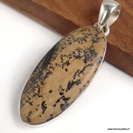 Pendentif Jaspe Pinceau oval allongé - Bijoux en Jaspe