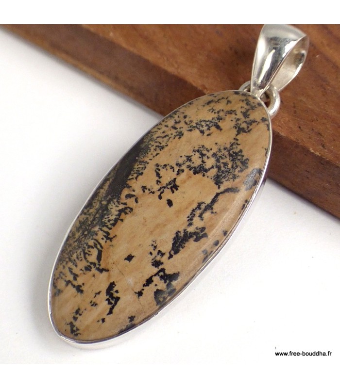 Pendentif Jaspe Pinceau authentique certifié argent 925