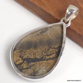 Pendentif goutte Jaspe Pinceau (paintbrush) - Bijoux en Jaspe