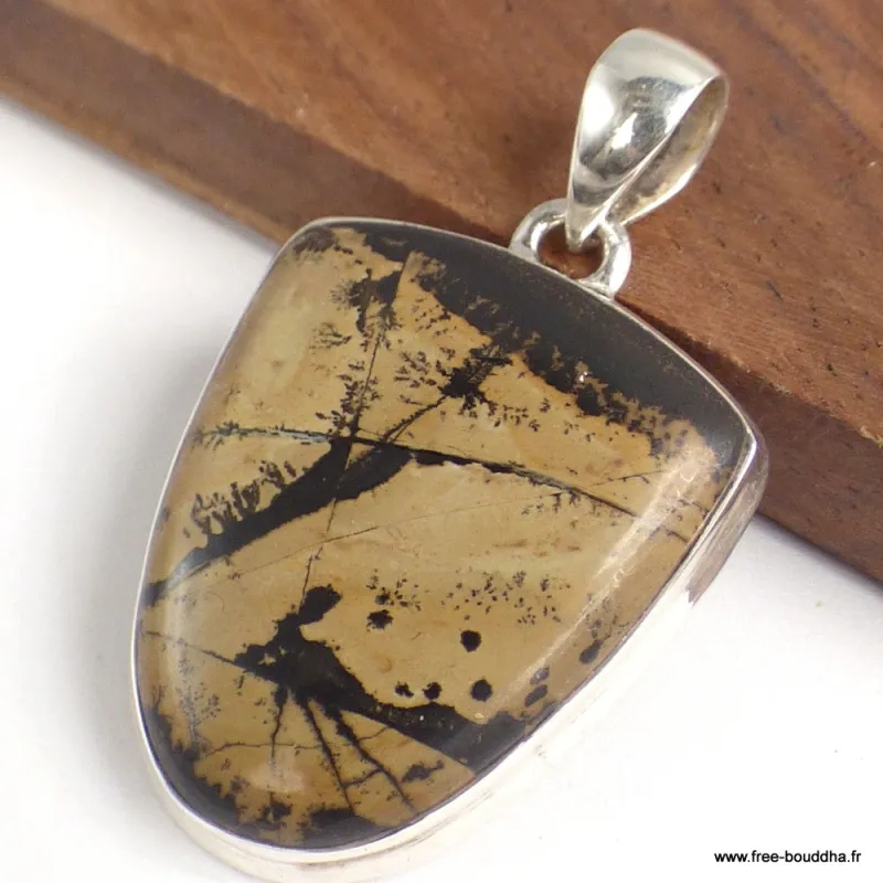 Pendentif Jaspe Pinceau semi-oval - Bijoux en Jaspe