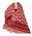 Grand châle népalais rouge noir, doux et polyvalent.