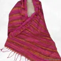 Grand châle laine de yack 100 x 200 cm fuschia marron - Châles en laine faits main