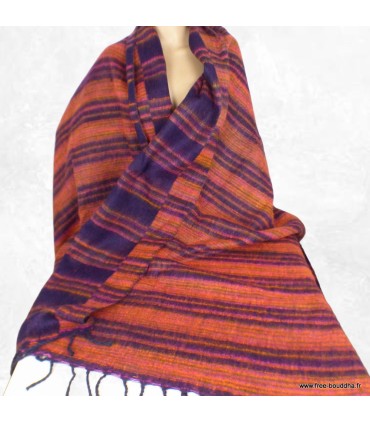 Couverture de méditation violet orange – Châle Népal 100 x 200 cm