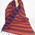 Grand châle laine de yak violet orange rose 100 x 200 cm - Châles en laine faits main