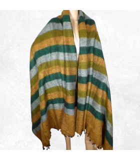 Châle de méditation homme femme moutarde gris