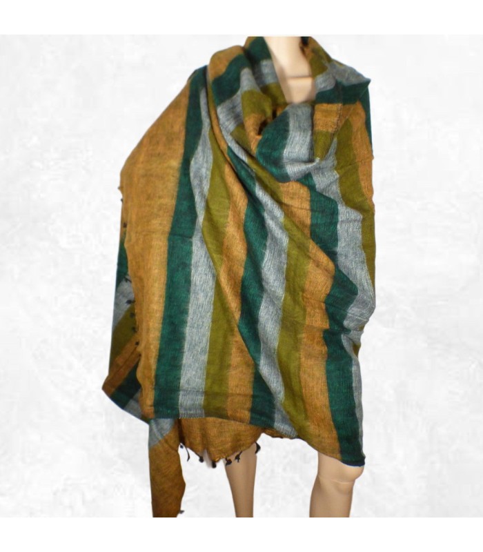 Châle de méditation homme femme moutarde gris