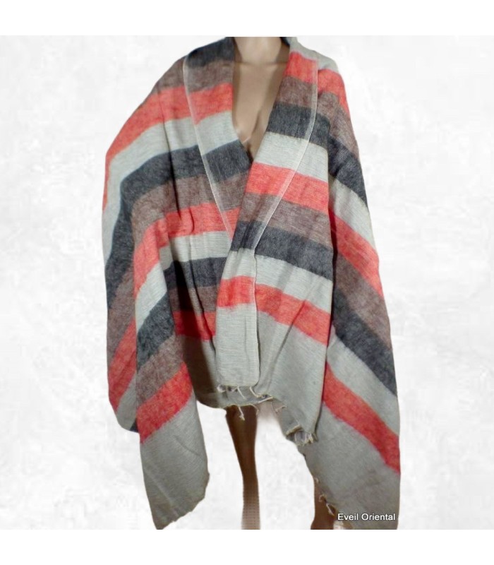 Châle de méditation homme femme gris orange