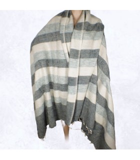 Grand châle népalais nuances de gris 120 x 240 cm