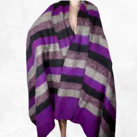 Très grand châle népalais 240 x 120 cm violet noir - Grand châle népalais 240 x 120 cm