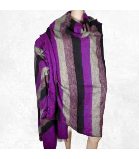 Très grand châle népalais 240 x 120 cm violet noir