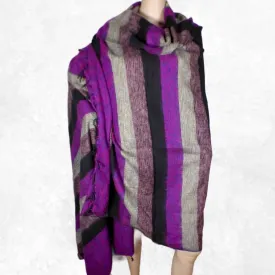 Très grand châle népalais 240 x 120 cm violet noir - Grand châle népalais 240 x 120 cm