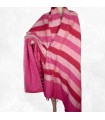 Châle népalais fuschia rayé – Laine de yack 240 x 120 cm