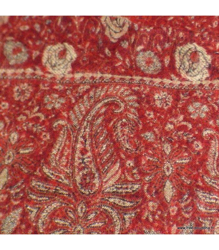 Couverture de méditation bordeaux – Châle cachemire Népal