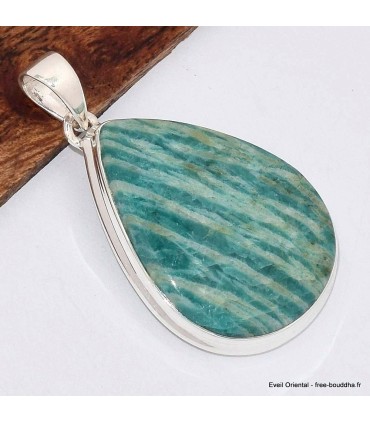 Pendentif Amazonite du Brésil goutte pierre naturelle argent 925