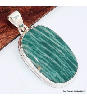 Pendentif Amazonite du Brésil rectangulaire pierre naturelle argent 925
