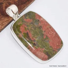Grand Pendentif Unakite rectangulaire - Bijoux en Unakite