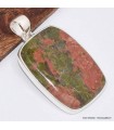 Pendentif Unakite origine USA rectangulaire argent 925, authentique