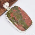 Grand Pendentif Unakite rectangulaire - Bijoux en Unakite