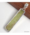 Pendentif Cyanite verte brute authentique argent 925 pierre naturelle