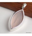 Pendentif Quartz rose facetté marquise argent 925, bijou certifié