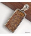 Pendentif Jaspe Coquina rectangulaire, argent 925 bijou énergétique