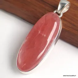 Pendentif oval allongé Rhodochrosite gel - Bijoux en Rhodochrosite